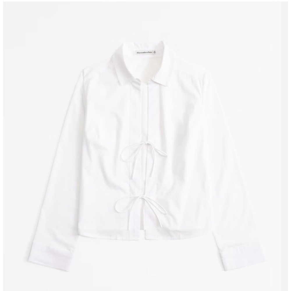 Abercrombie & Fitch White Tie-Front Blouse